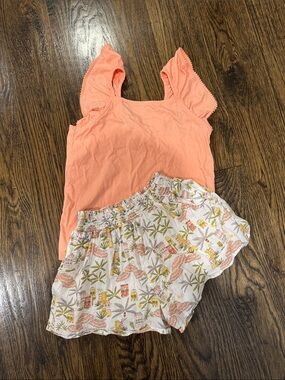 Janie and Jack Coral Tank with Printed White Skirt